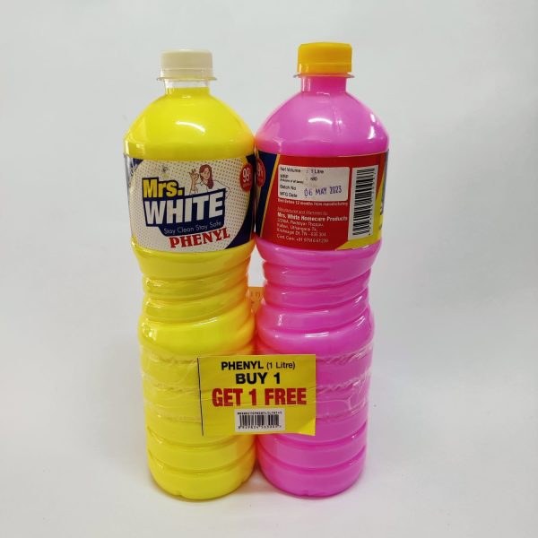 Mrs. WHITE PHENYL 1L (BUY 1 GET1) STAY CLEAN STAY SAFE (YELLOW & PINK)